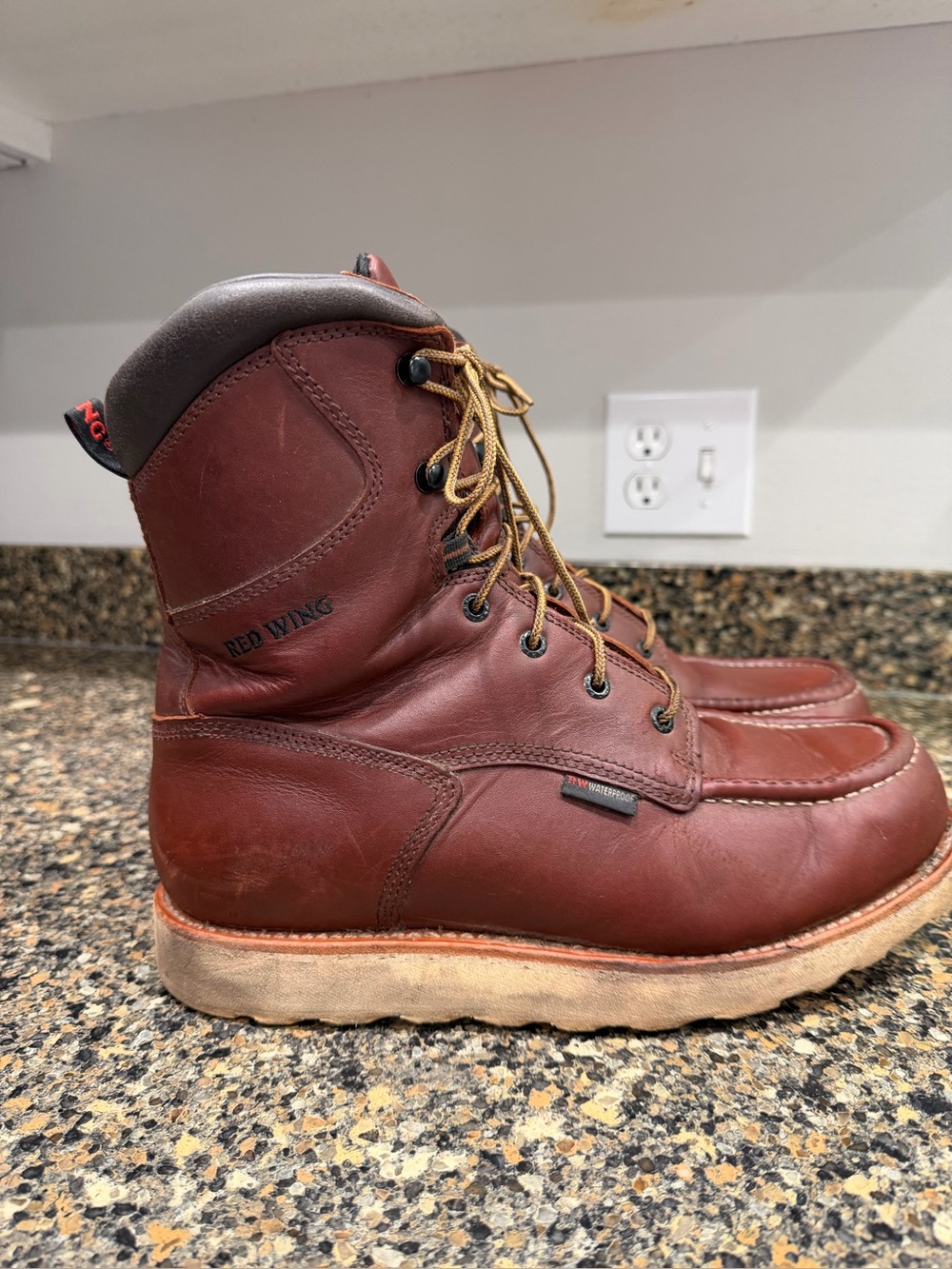 Red Wing 10.5 Moc Toe Leather Work Boot - Brown